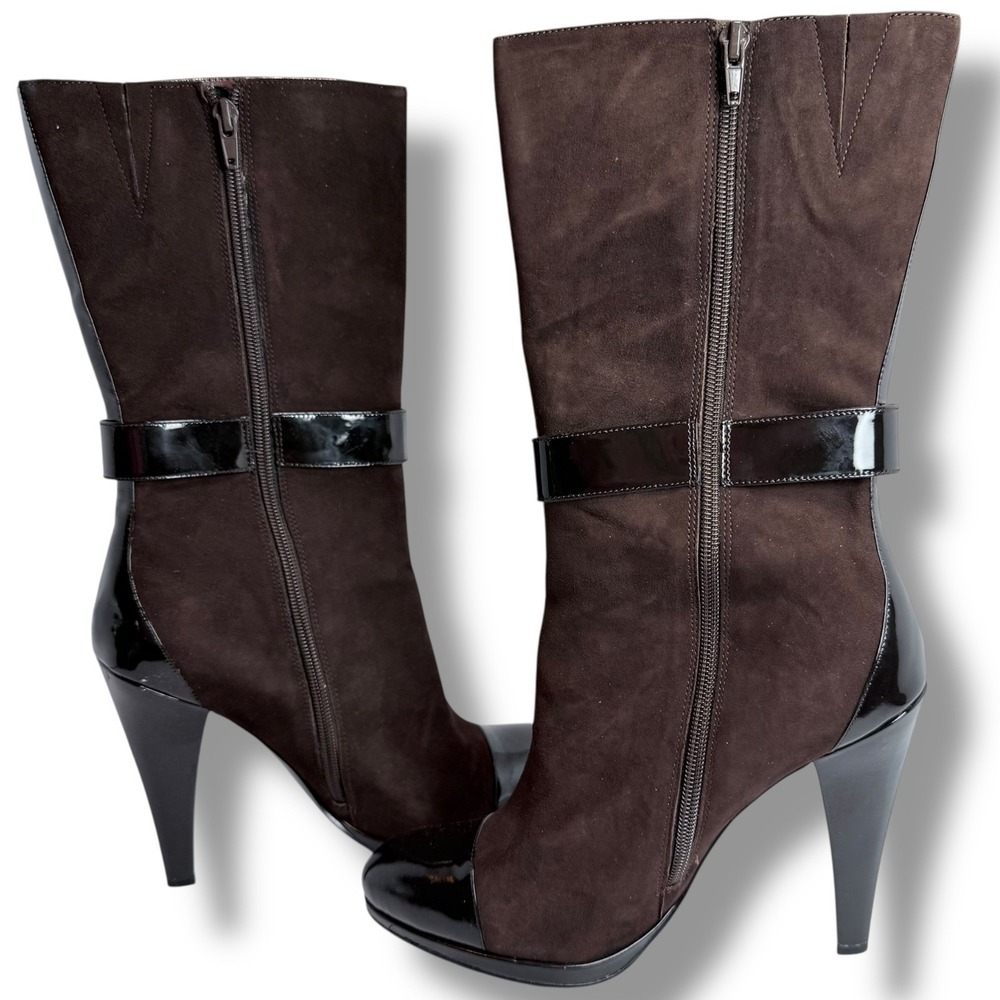 INC International Concepts Margaret Women's Suede Leather Heel Boots Brown 10M - Picture 8 of 16